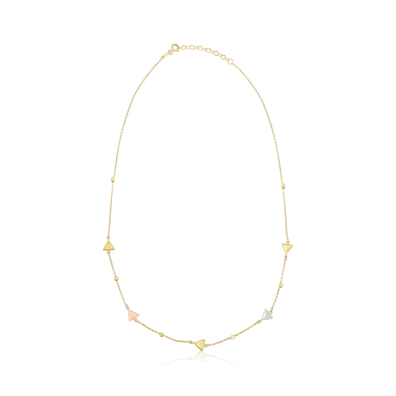 9ct Yellow Gold Tri Colour Triangle Detail Necklace