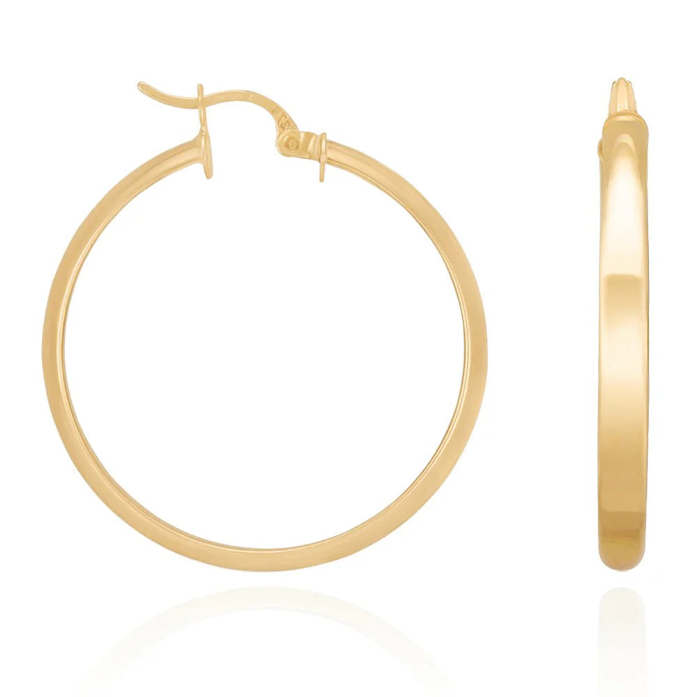 9ct Yellow Gold Plain Hoop Earrings