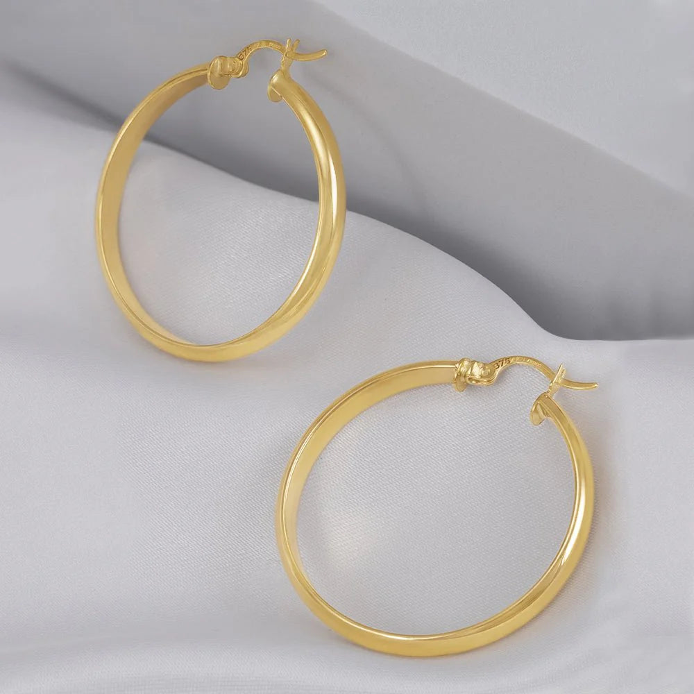 9ct Yellow Gold Plain Hoop Earrings