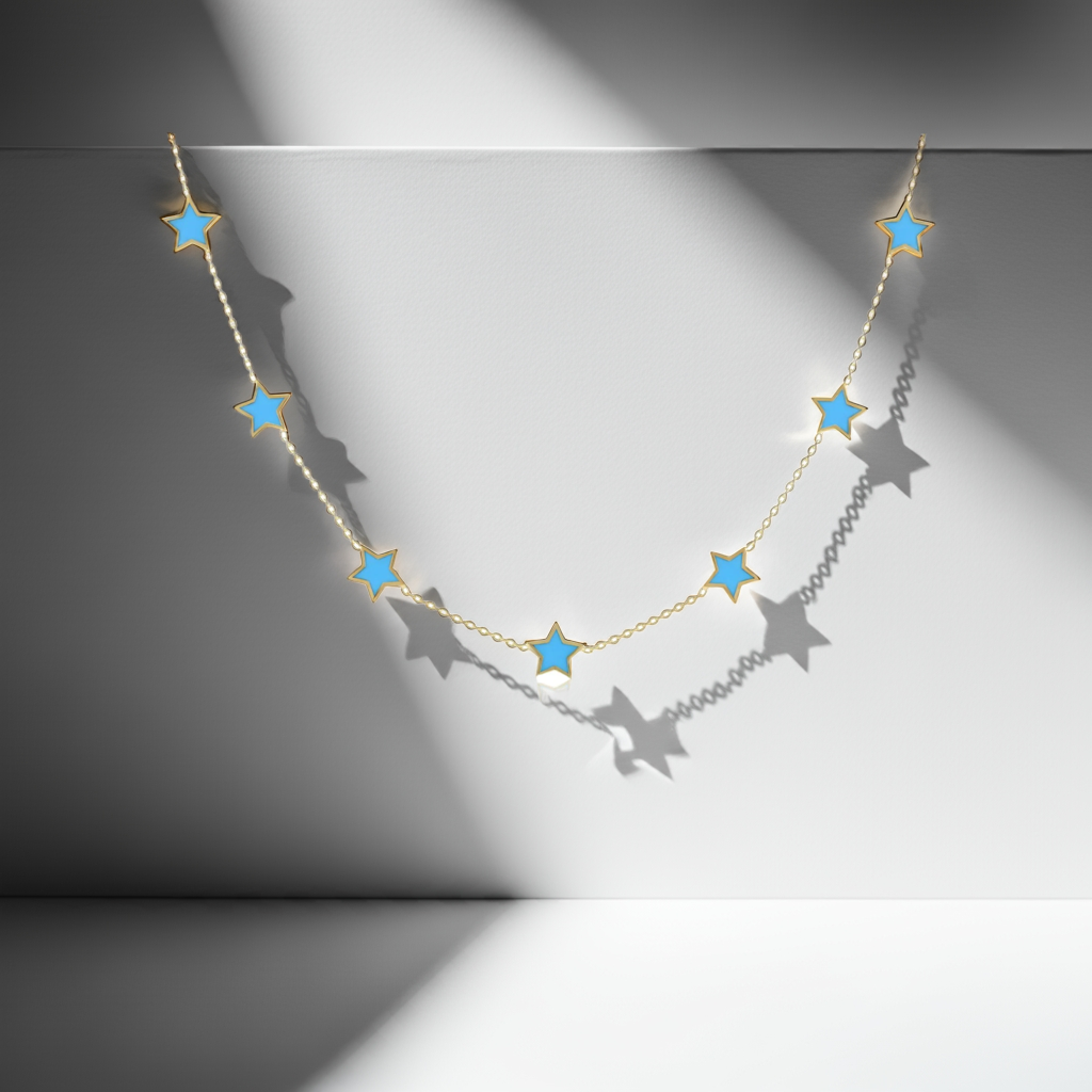 925 sterling silver blue star necklace