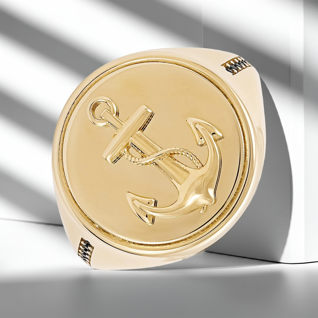 14ct Yellow Anchor Gold Signet Ring