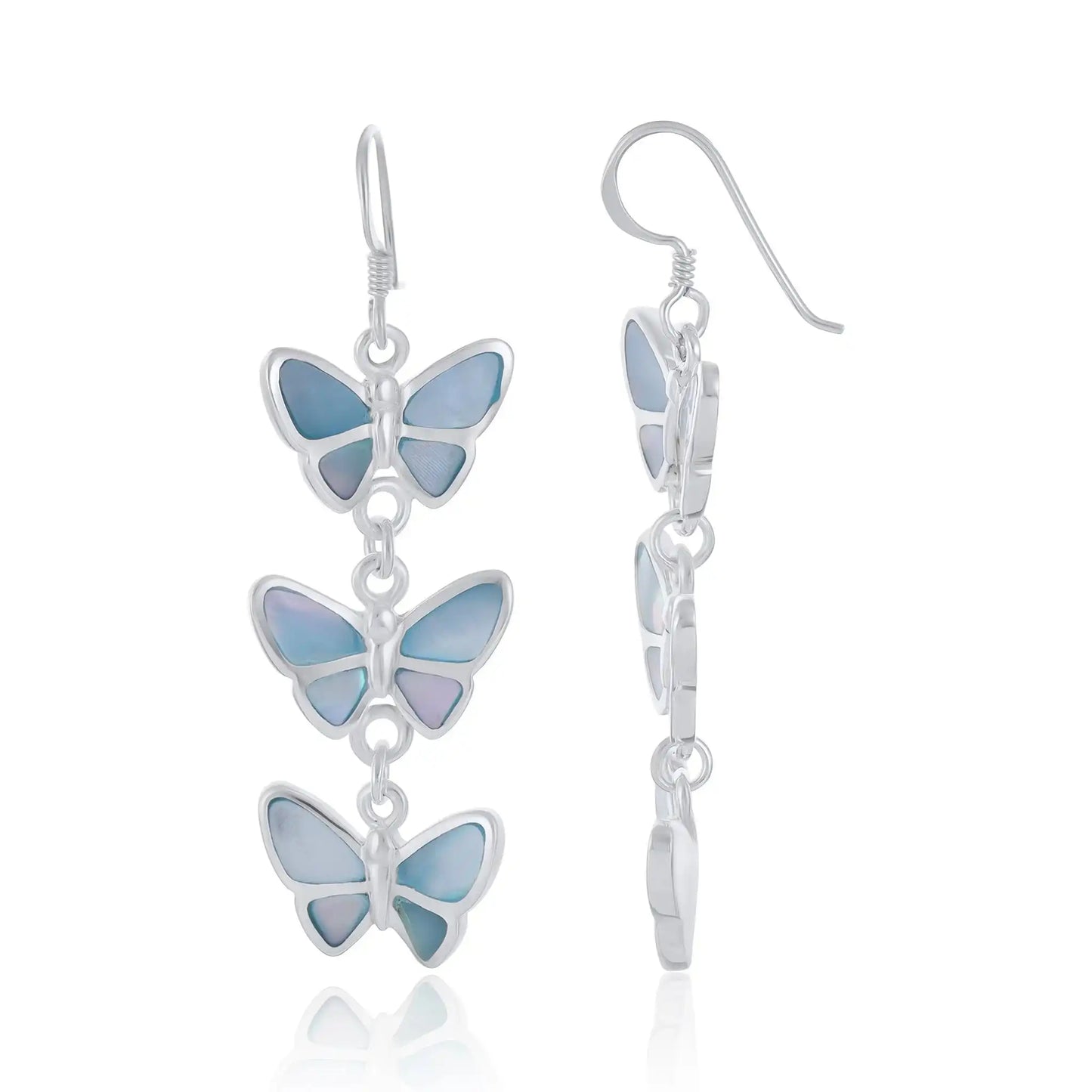 925 Sterling Silver Blue Butterfly Earrings