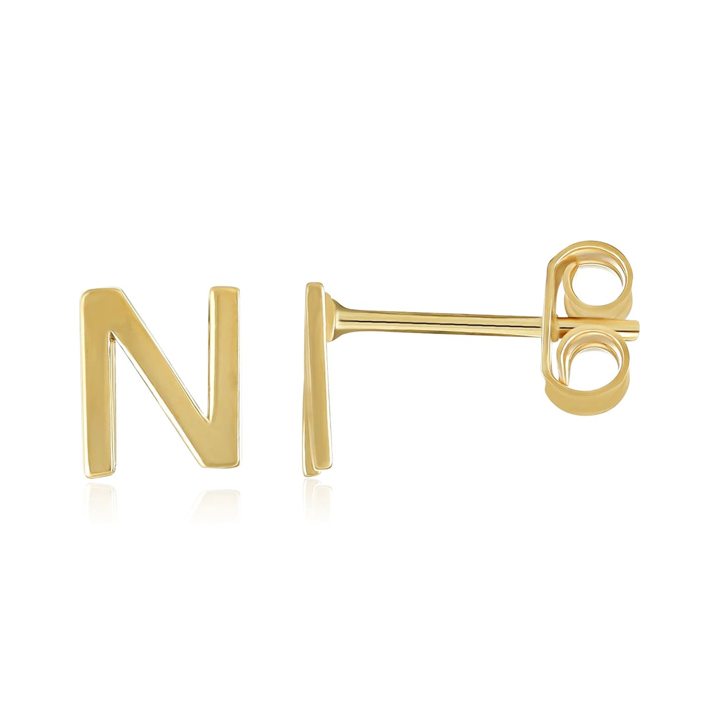 9ct Yellow Gold Initial Stud Earrings - Letter