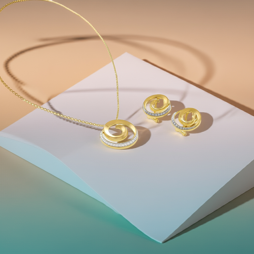 18ct 1 Micron Gold Plated Cubic Zirconia Silver Swirl Earrings
