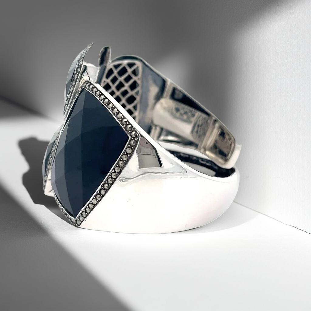 925 Silver Sterling Silver Black Onyx Bangle