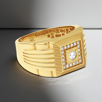 14ct Yellow Gold Cubic Zirconia Signet Ring