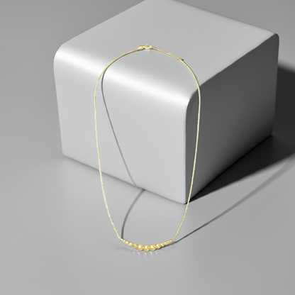 14ct Yellow Gold Beaded Horizontal Bar Necklace