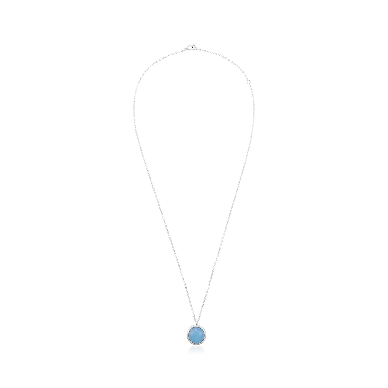 925 Sterling Silver Rhodium Plated Necklace with Blue Quartz Stone