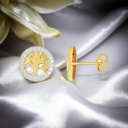 9ct Yellow Gold Tree Of Life Stud Earrings