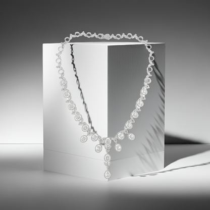 18ct White Gold Tulip Diamond Necklace