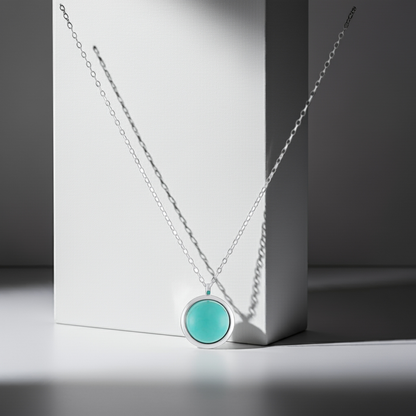925 Sterling Silver Rhodium Plated Necklace with Turquoise Quartz Stone