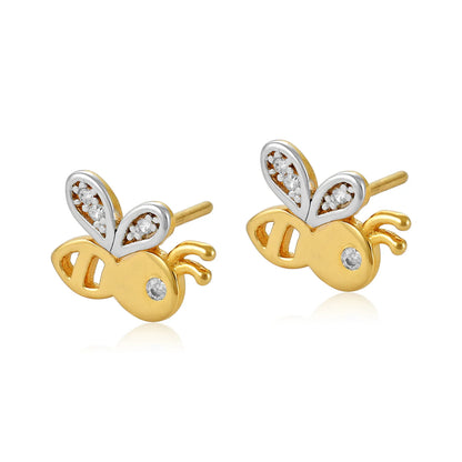 9ct Yellow Gold Bee Earrings