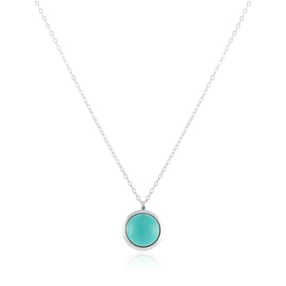 925 Sterling Silver Rhodium Plated Necklace with Turquoise Quartz Stone