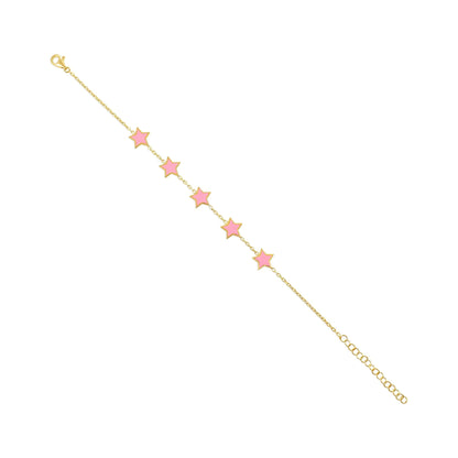 925 Sterling Silver Pink Star Bracelet