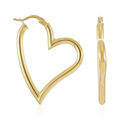 9ct Yellow Gold Heart Hoop Earrings