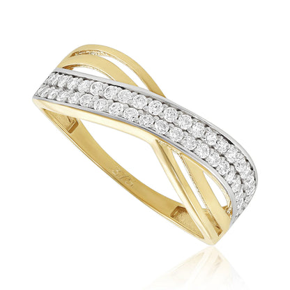 9ct Yellow Gold Cubic Zirconia Overlay Ring