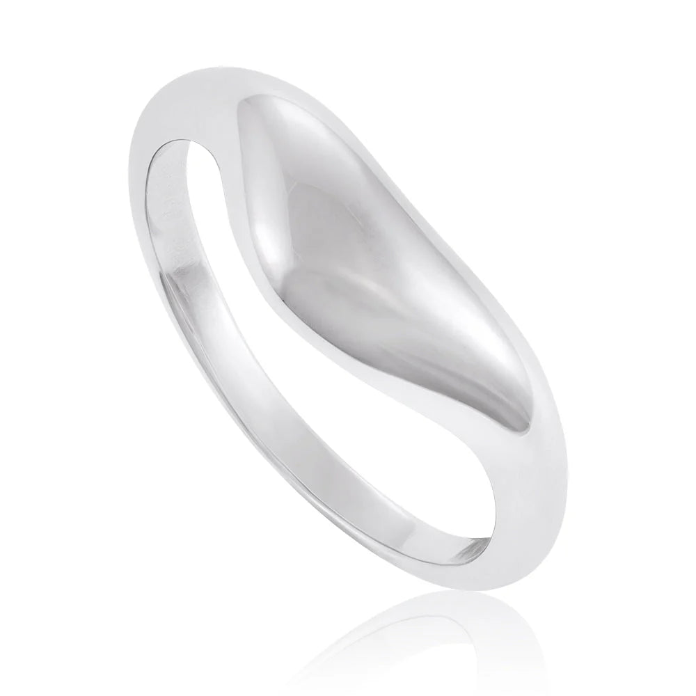Sterling Silver Rhodium Plated Small Wave Ring