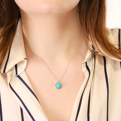 925 Sterling Silver Rhodium Plated Necklace with Turquoise Quartz Stone