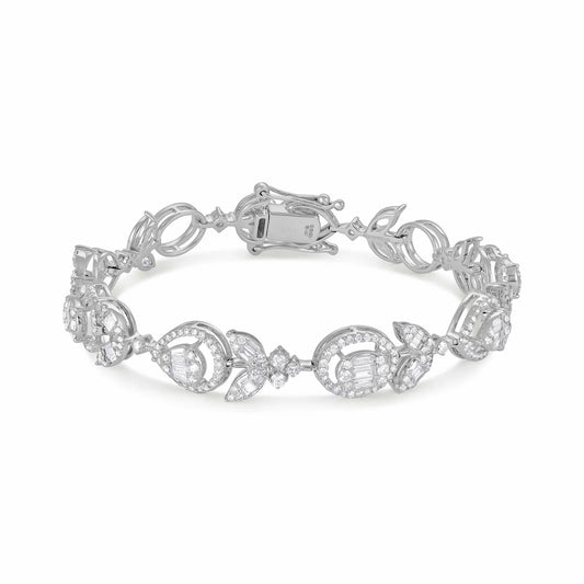18ct White Gold Tulip Diamond Bracelet