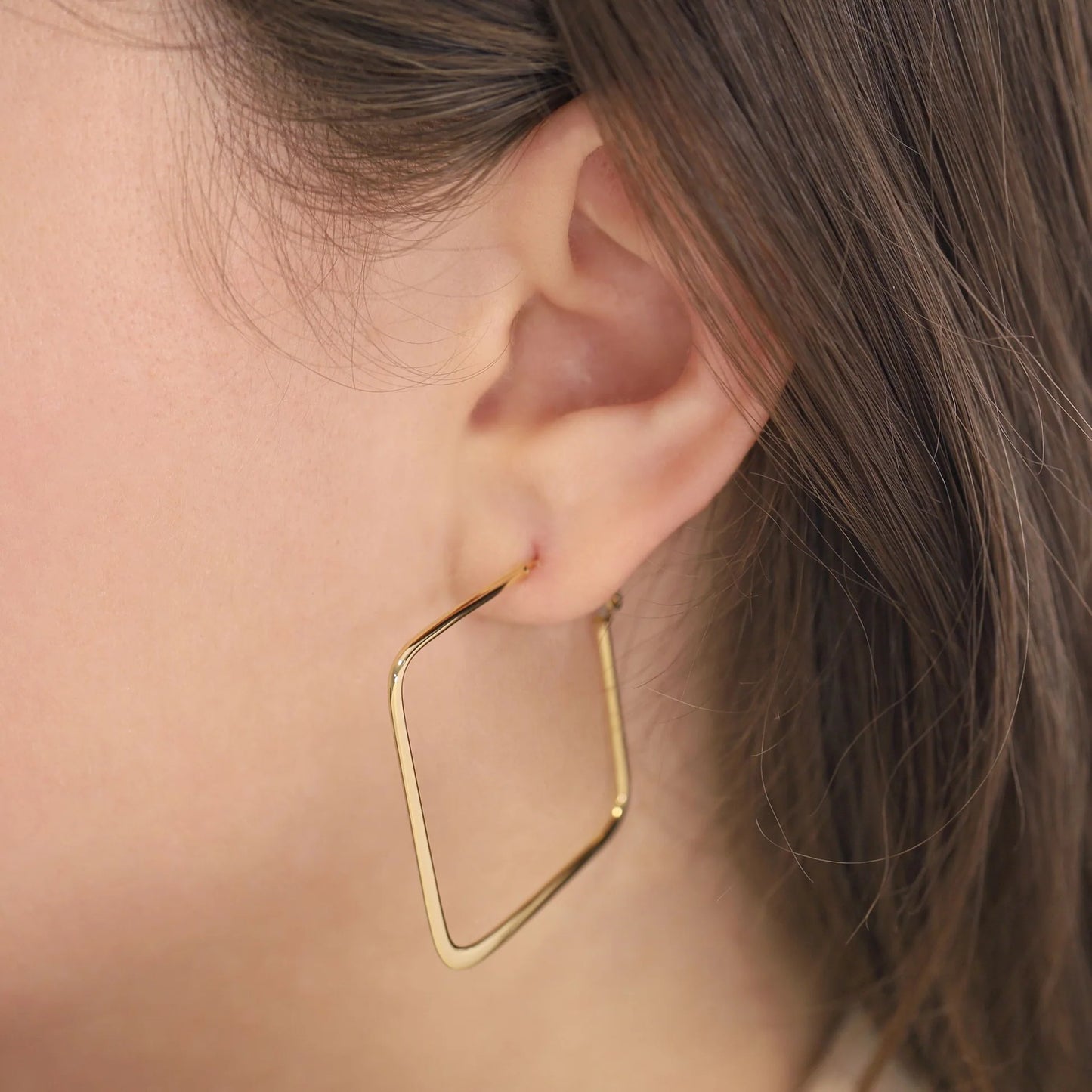 Gold Plated Square Hoop Earrings