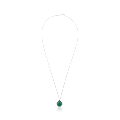 925 Sterling Silver Rhodium Plated Necklace with Green Quartz Stone