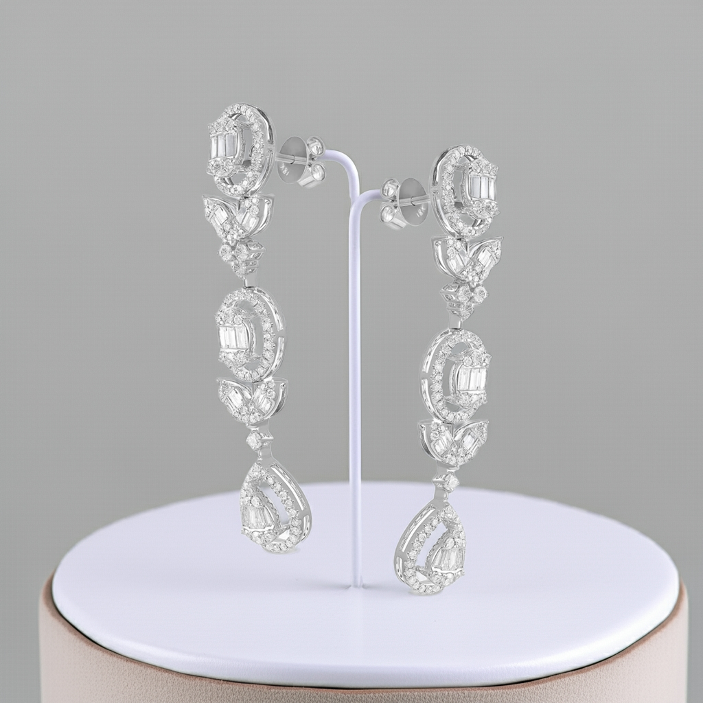 18ct White Gold Diamond Earrings