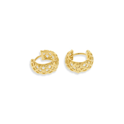 18ct 1 Micron Gold Plated Lattice Effect Earrings