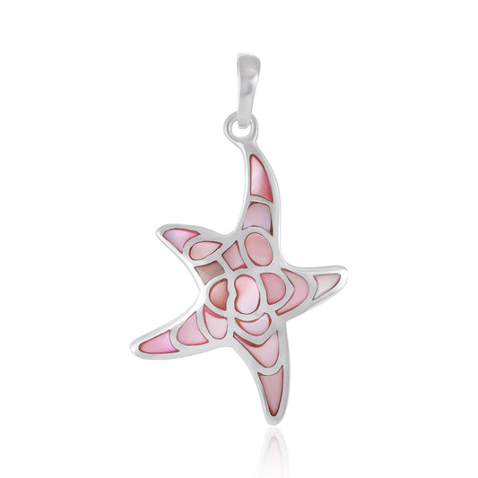 925 Sterling Silver Abalone Shell Starfish Pendant