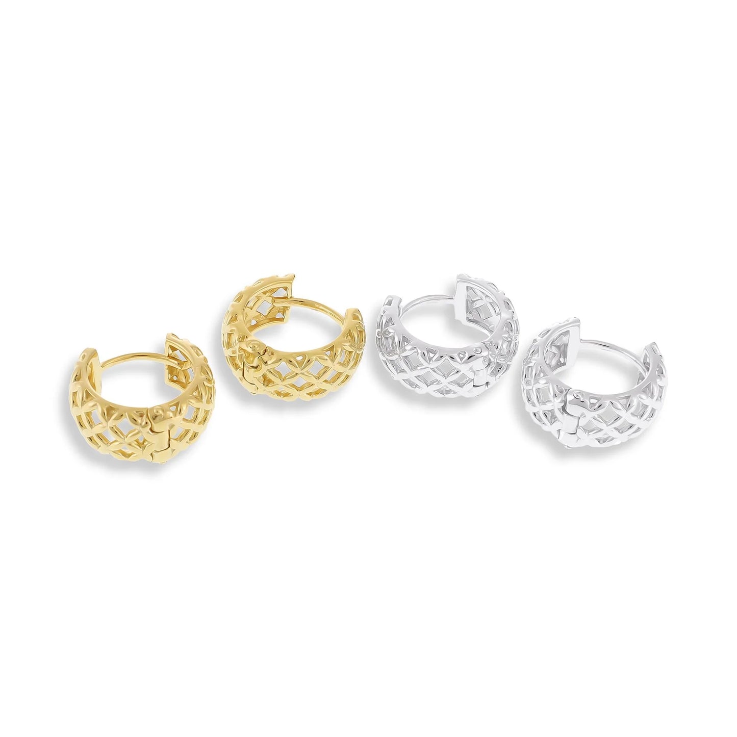18ct 1 Micron Gold Plated Lattice Effect Earrings