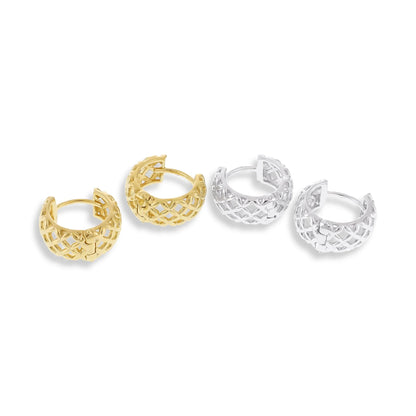 18ct 1 Micron Gold Plated Lattice Effect Earrings