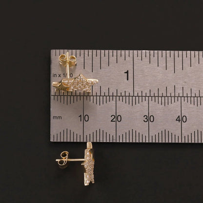 14ct Yellow Gold Double Star Stud Earrings