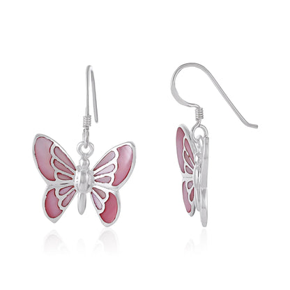 925 Sterling Silver Abalone Shell Butterfly Earrings