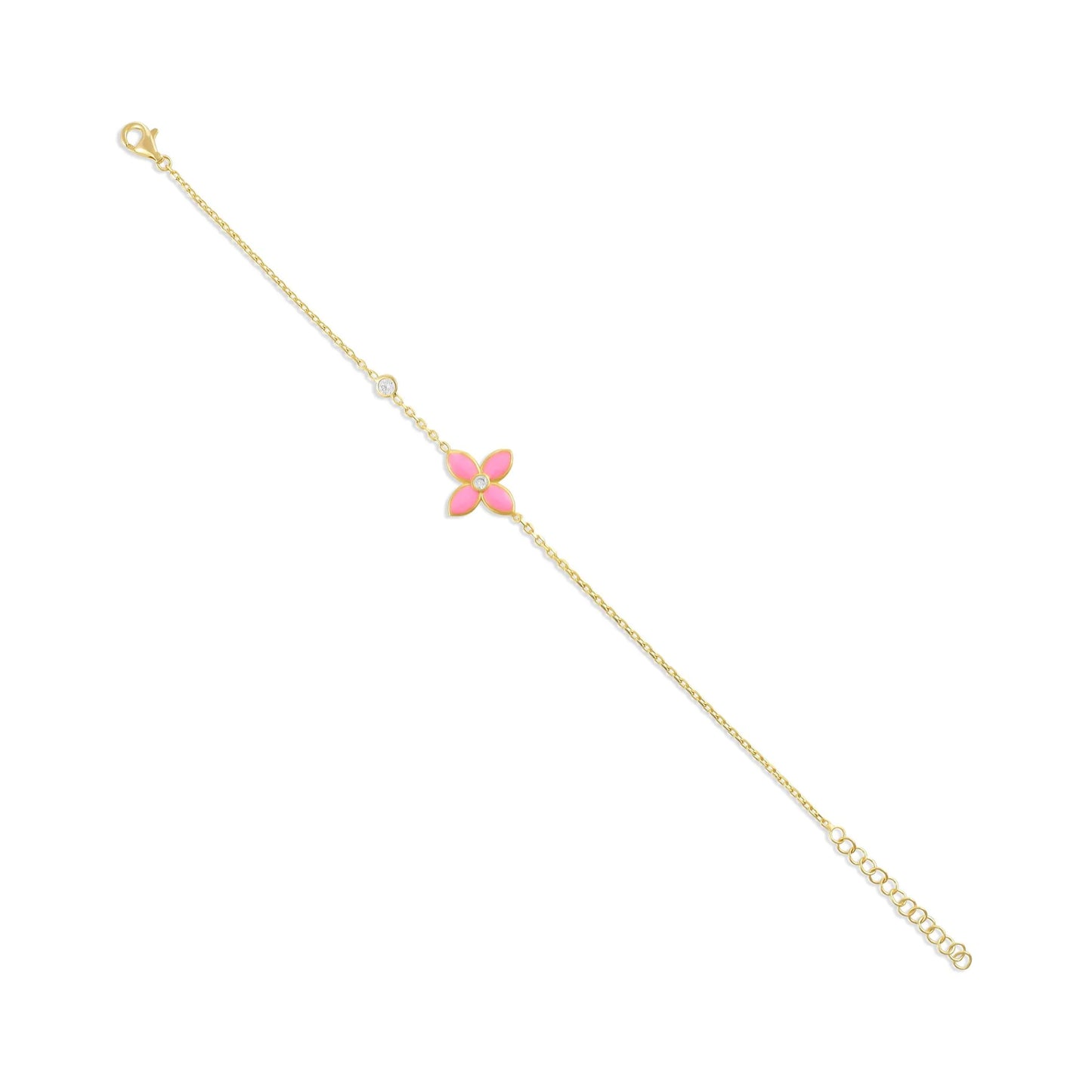 925 sterling silver pink flower bracelet