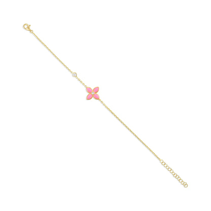 925 sterling silver pink flower bracelet