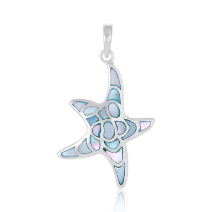 925 Sterling Silver Abalone Shell Starfish Pendant
