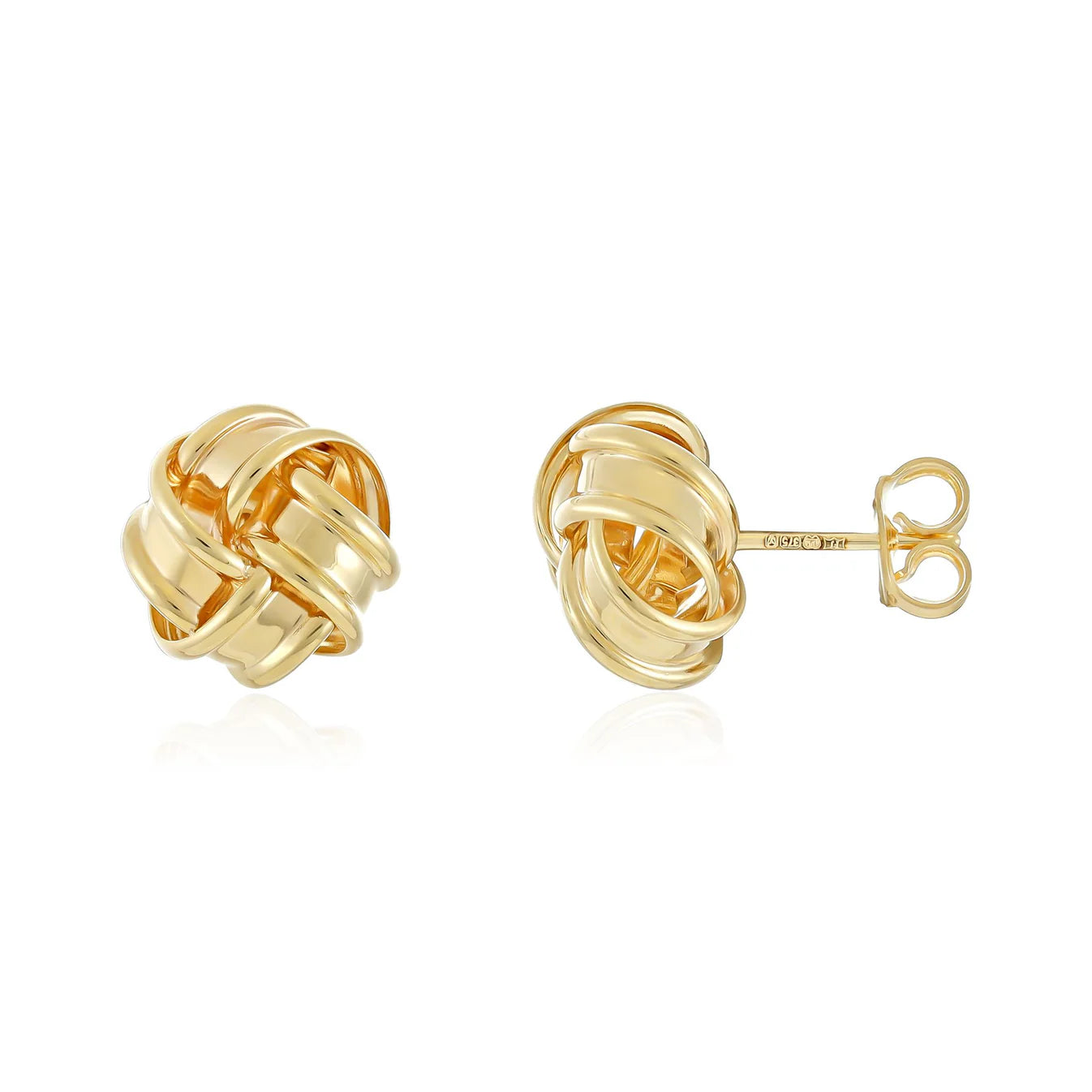 9ct Yellow Gold Woven Knot Stud Earrings