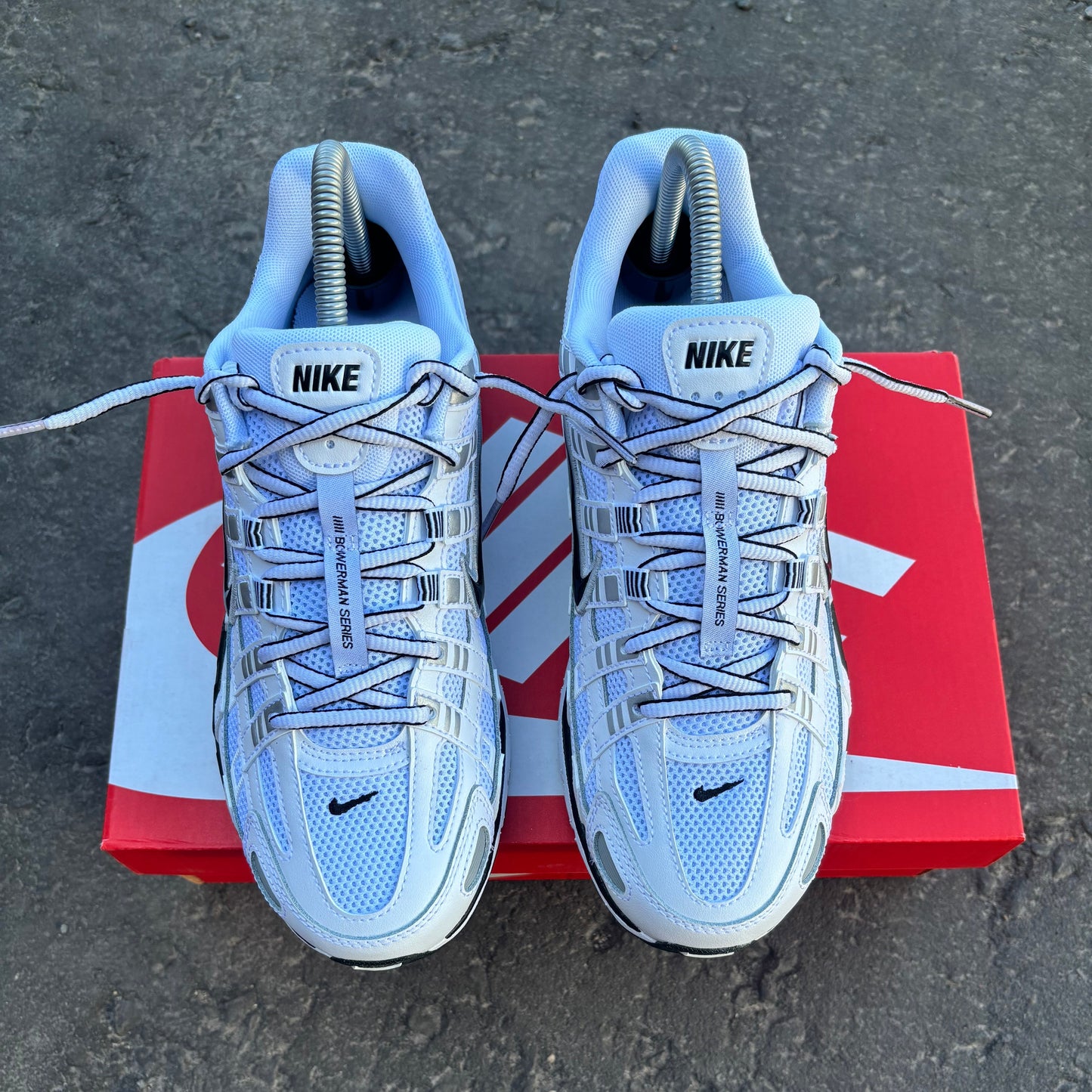 Nike P-6000 White Metallic Silver Black