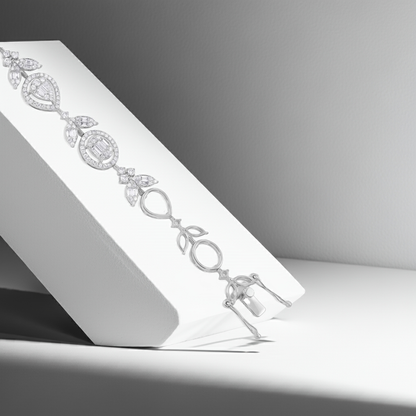 18ct White Gold Tulip Diamond Bracelet