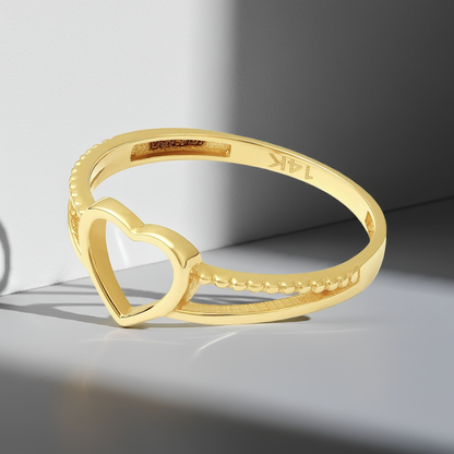 14ct Yellow Gold Heart Detail Ring