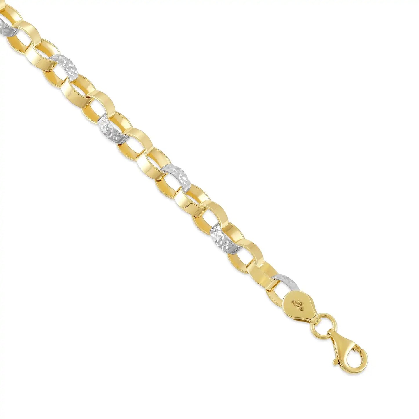 9ct Yellow Gold Mixed Metal Chain Bracelet