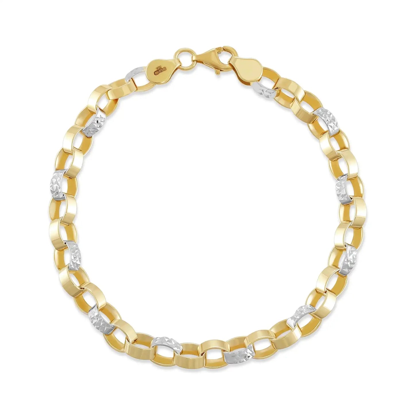 9ct Yellow Gold Mixed Metal Chain Bracelet