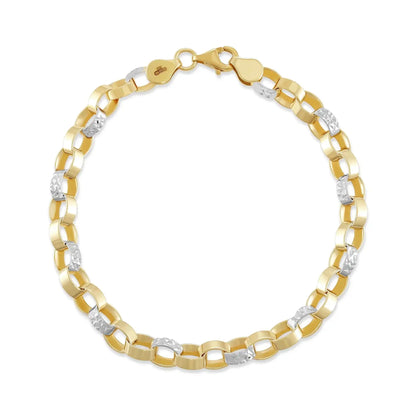 9ct Yellow Gold Mixed Metal Chain Bracelet