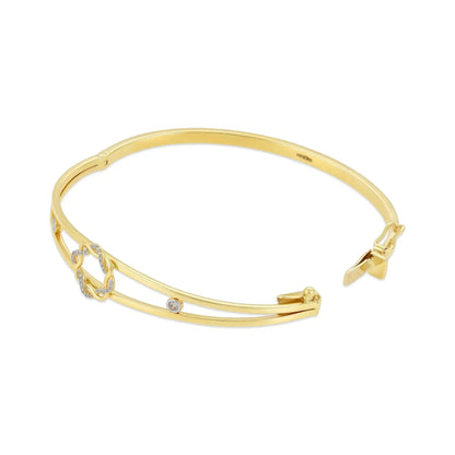 9ct Two Tone Gold Cubic Zirconia Circle Detail Bangle