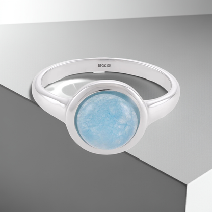 Silver rhodium plated ring with blue quartz