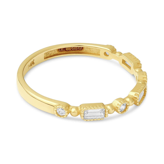 14ct Yellow Gold Cubic Cubic Zirconia Detail Ring