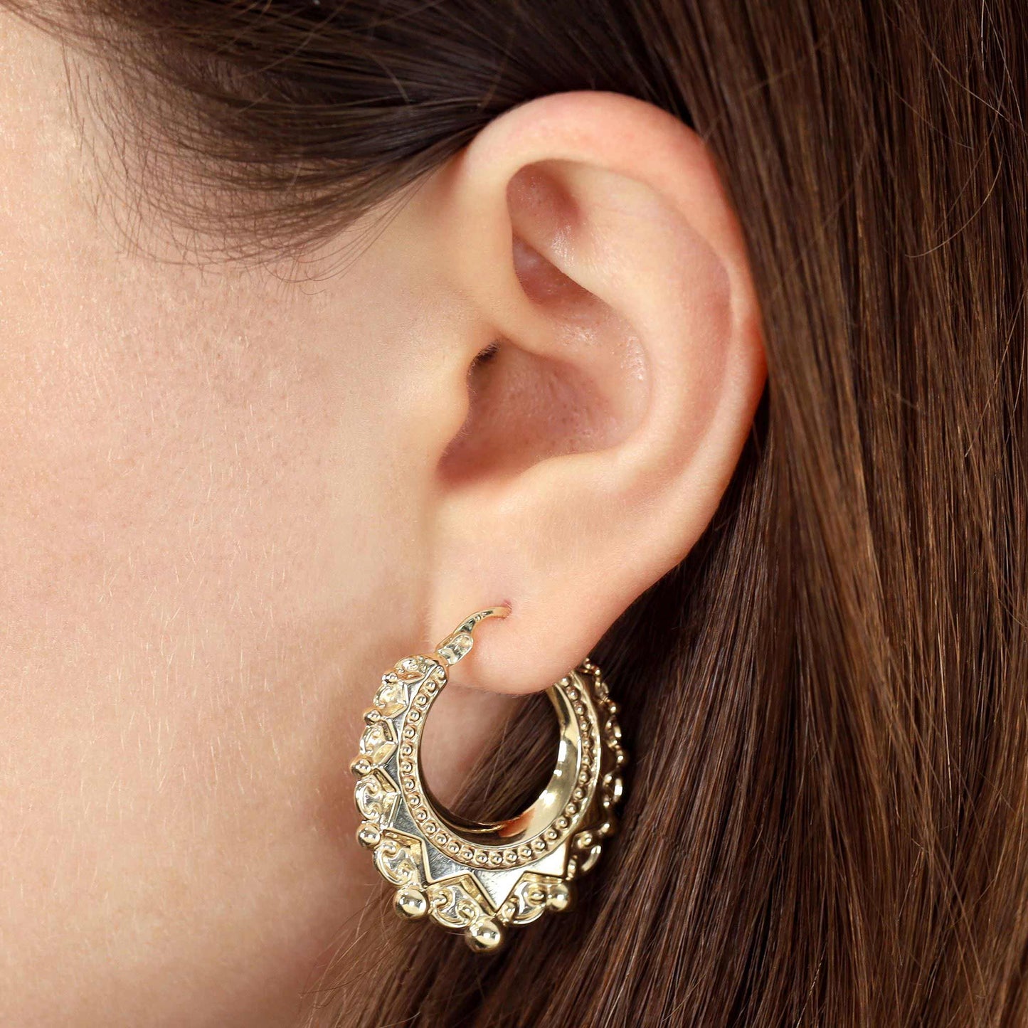 9ct Yellow Gold Round Medium Creole Hoop Earrings