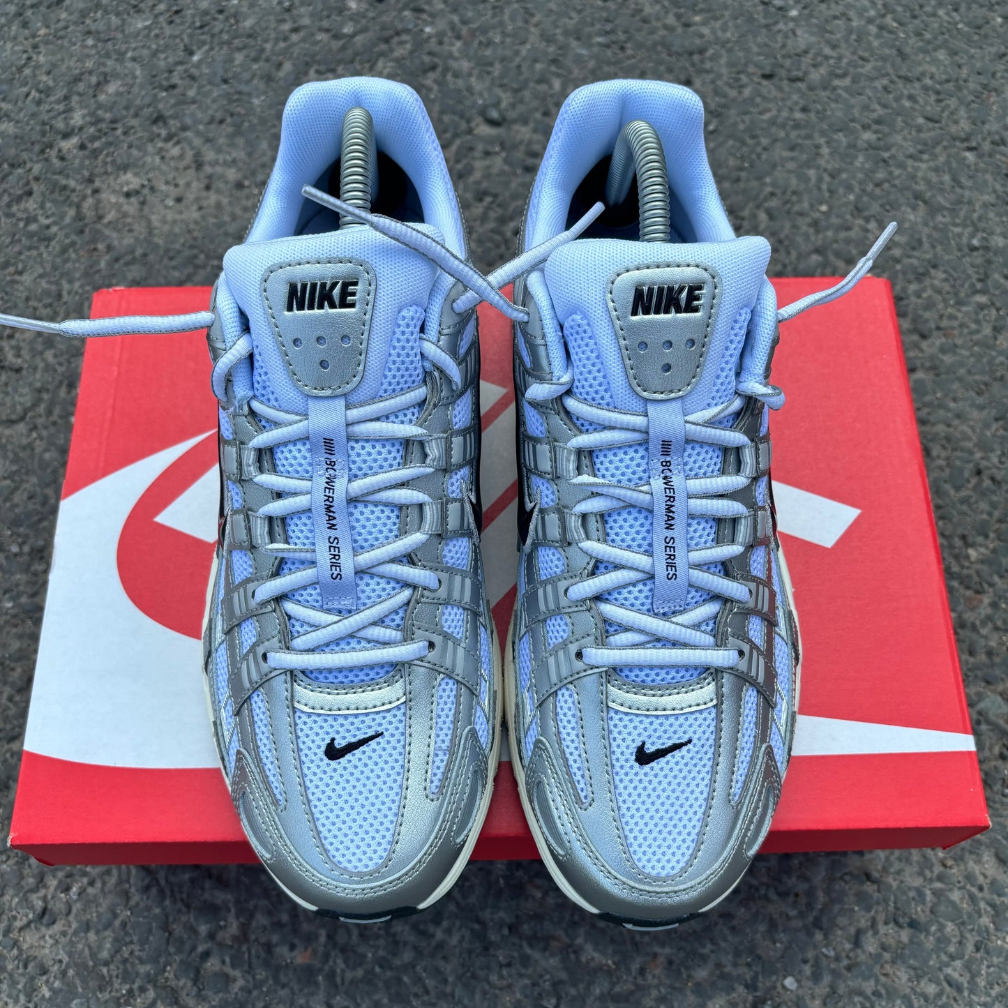 Nike P-6000 White Metallic Silver Flat Silver Black