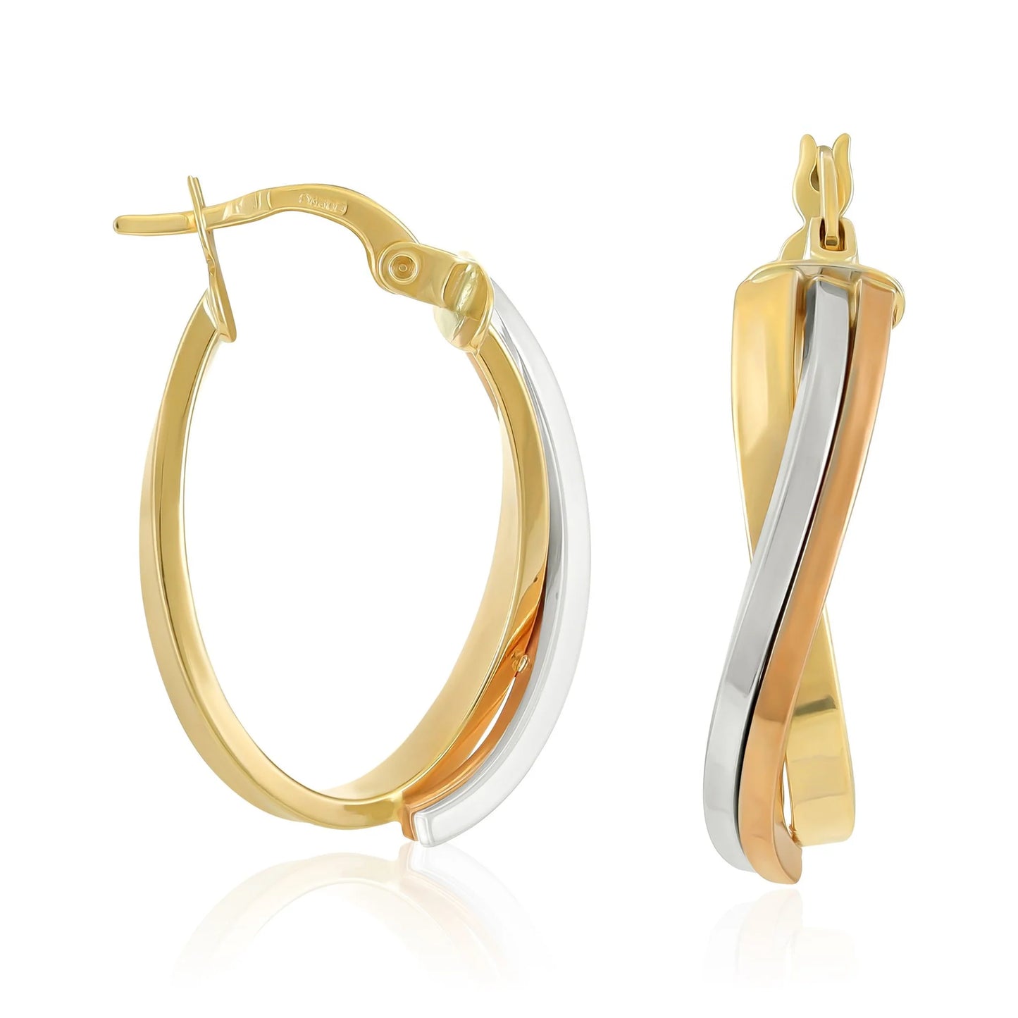 9ct Tri Colour Hoop Earrings