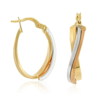 9ct Tri Colour Hoop Earrings