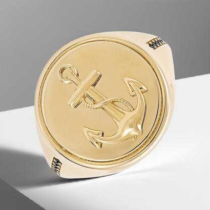 14ct Yellow Anchor Gold Signet Ring